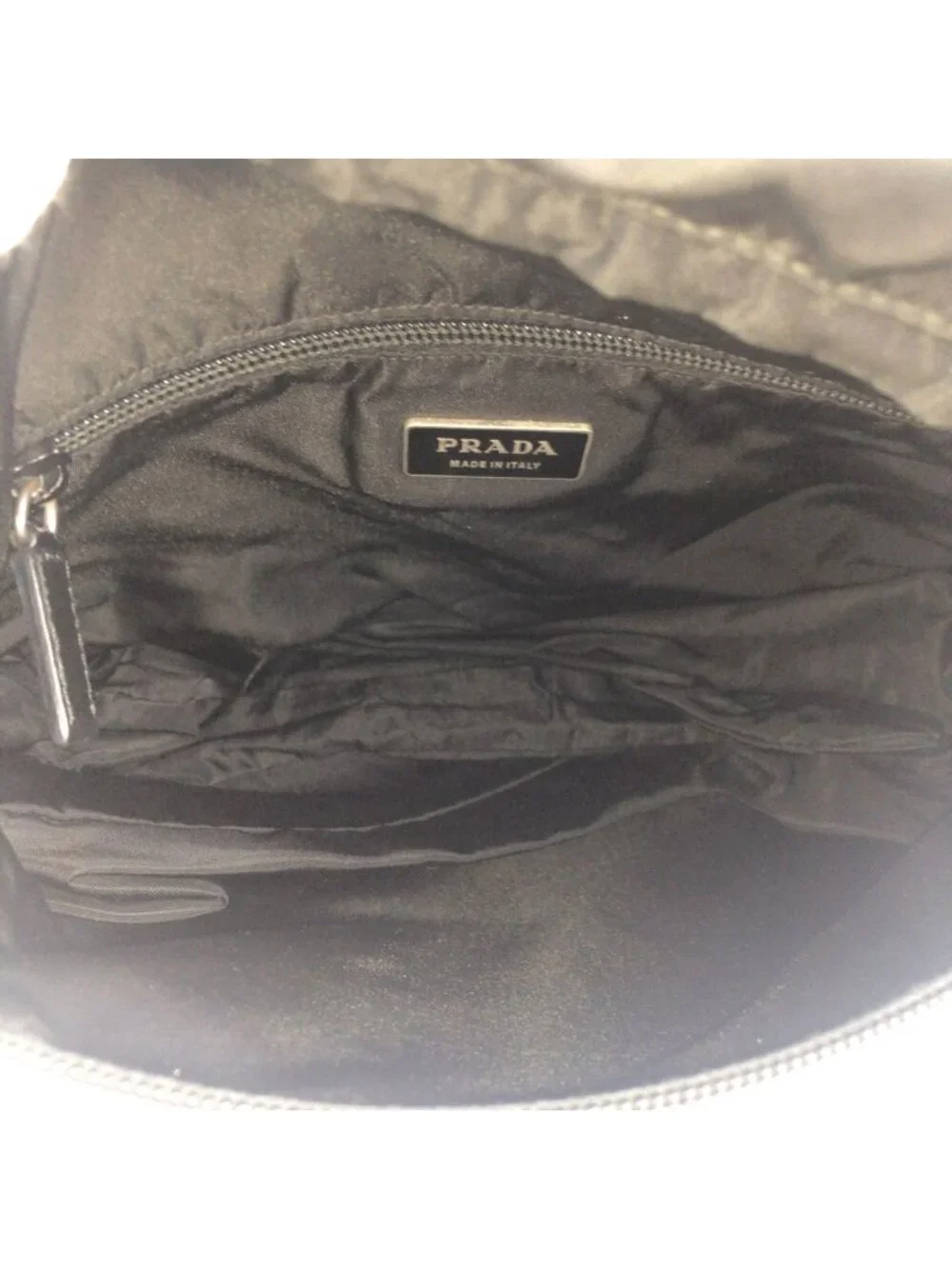 Prada Tessuto Black Silver Nylon Shoulder Bag